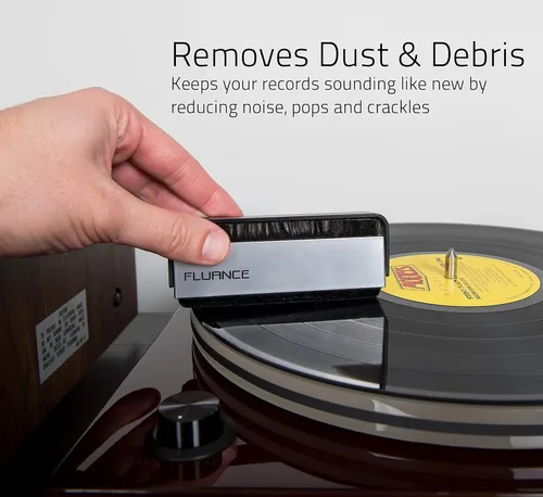 Vista 6 de Fluance Kit de accesorios para tocadiscos de vinilo y discos con cepillos antiestáticos de fibra de carbono para registro y lápiz capacitivo, plato
