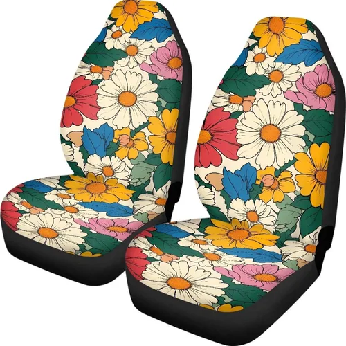 Vista 33 de INSTANTARTS Fundas de asiento de coche con diseño de dalia estética, solo para asientos delanteros, protector de asiento de vehículo, 2 unids/set