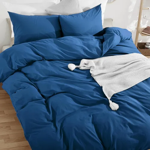 Vista 433 de NEXHOME PRO Funda de edredón Twin XL 100% algodón lavado, transpirable, duradera, texturizada, similar al lino, juego de ropa de cama para el hogar