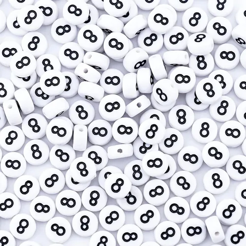 Vista 22 de 300 piezas de cuentas de número 0 redondas de 4x7mm, cuentas de número acrílico individual para hacer pulseras con dijes