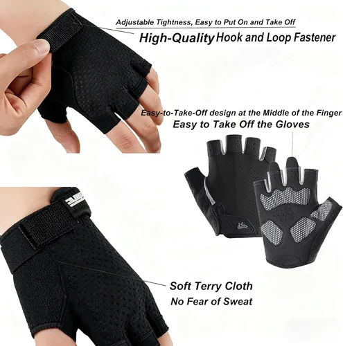 Vista 3 de Men & Women Fingerless Gym Gloves - Anti-Slip Breathable Workout Gloves for Weightlifting, Cycling, Training & Sports