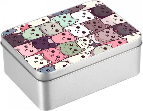 Vista 50 de Caja de lata de metal con tapa, contenedor de almacenamiento rectangular vacío de hojalata, estuche de lata portátil ligero para manualidades