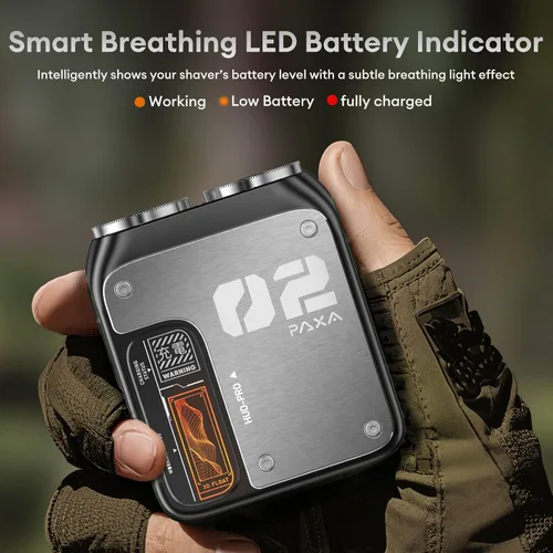Vista 7 de PAXA Mini afeitadora eléctrica para hombres, maquinilla de afeitar eléctrica de 9000 rpm para hombres, afeitadora magnética de doble cabezal Gris
