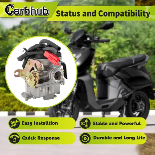 Vista 2 de Carbhub GY6 50cc carburador para GY6 49cc 50cc cuatro tiempos scooter chino ciclomotor Taotao Kymco