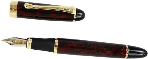 Vista 5 de Pluma Estilográfica Golden Clip Punta Media X450 Con Estuche (Rojo De Lujo Y Dorado)