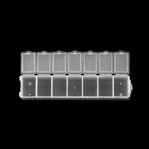 Vista 7 de Caja de almacenamiento transparente rectangular de plástico de 5.2 in, organizador de manualidades, manualidades, cuentas de bricolaje, caja de Azul
