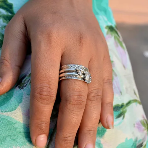 Vista 84 de Boho Spinner Ring, Mothers Day Gift, Silver 925 Women Ring, Sterling Silver 925 Ring, Fidget Spinner Ring,Women Silver Anxiety Ring