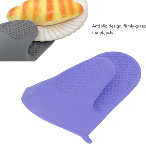 Vista 2 de Cyrank 2 pares de mini guantes de horno, guantes de silicona para horno de cocina, resistentes al calor y al deslizamiento, manoplas de horno