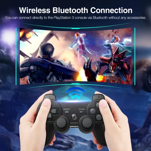 Vista 3 de Powerextra Wireless Controller Compatible with Play-Station 3, PS-3 High Performance Gaming Controller with Upgraded Joystick for Play-Station 3