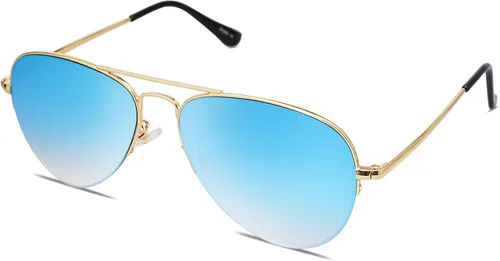 Vista 10 de SOJOS Men's Women's Aviator Sunglasses, Classic Semi Metal Frame INSPIRATION SJ1106