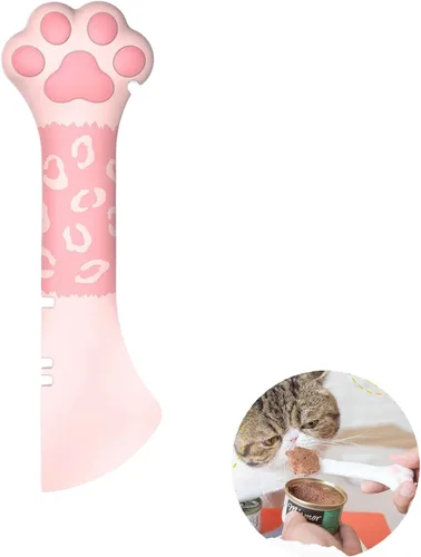 Vista 8 de Cuchara de comida para mascotas de silicona Sheldamy, abridor de lata de comida para gatos con pata, cuchara corta para comida húmeda o seca
