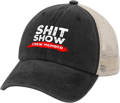 Vista 2 de Gorra de béisbol Shit Show Crew Member Gorra de béisbol para mujer Gorra de mezclilla gráfica ajustable