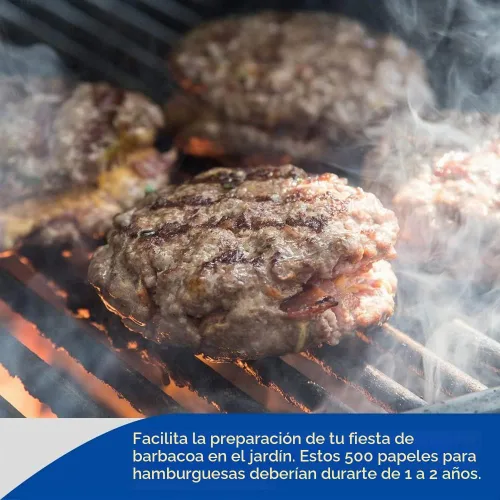 Vista 5 de Burger Patty - Juego de 500 almohadillas antiadherentes para papel de pergamino de hamburguesa