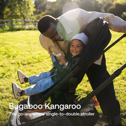 Vista 2 de Bugaboo Kangaroo Sibling Seat para doble conversión de cochecito - Negro Asiento reversible para niños pequeños, reposapiés ajustable, toldo UPF