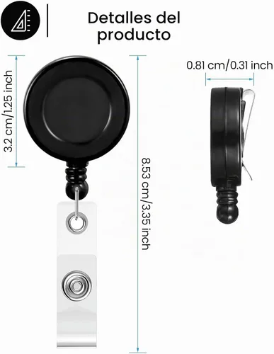 Vista 2 de Zonon 3 clips retráctiles para tarjetas de identificación con clip de cinturón de metal para colgar tarjetas, llaveros, soportes para tarjetas