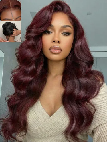 Vista 22 de Nadula Pre Everything Body Wave 13x4 Peluca de encaje frontal con cabello humano, onda corporal, con cordón elástico, sin pegamento, pre-arrancada