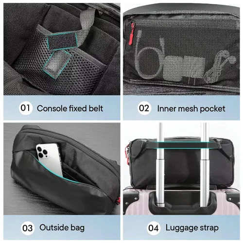 Vista 5 de Gepicest Carrying Case for Steam Deck Rog Ally Switch Hori Split Pad Pro Handheld Console Accessories Dock Station AC Charger Soft Sling Shoulder
