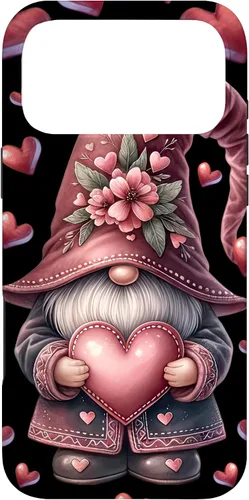 Vista 21 de iPhone 11 Pro Max - Funda con diseño de corazón para mujer, diseño retro de gnomo de amor para el día de San Valentín