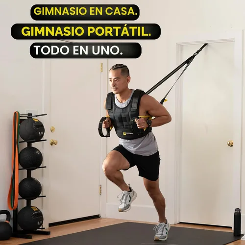 Vista 7 de TRX Formación. Entrenador de suspensión basic kit + ancla para puerta, complete full body entrenamientos para el hogar y en la carretera.