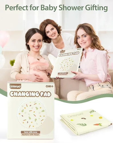 Vista 6 de Cambiador de pañales portátil para bebé, tapete cambiador impermeable y lavable con piel sintética, suave y cómodo, bolsa de viaje plegable y tapete