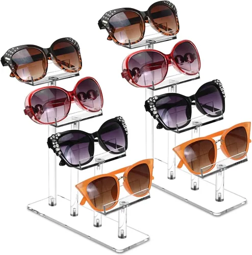 Vista 17 de MOOCA 3 Tier Premium Acrylic Eyewear Display Stand, Sunglasses Rack Holder, Sunglasses Stand, Eyewear Organizer for Eyeglasses, 5 in H 3-tier