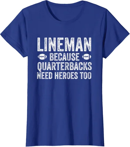 Vista 60 de Lineman Because Quarterbacks Need Heroes Camiseta de fútbol linieros S Negro