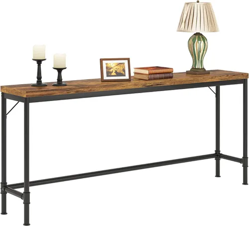 Vista 8 de Tribesigns Mesa consola extra larga de 70.9 pulgadas para entrada, mesa de sofá larga estrecha detrás del sofá, mesa de pasillo gris rústica, mesa