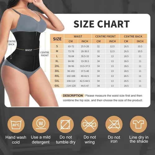 Vista 6 de FeelinGirl Entrenador de cintura para mujer, talla grande, 7 huesos de acero, neopreno, faja de entrenamiento de sauna con cremallera, cinturón