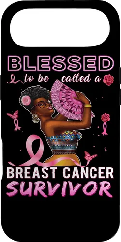 Vista 26 de iPhone 13 Pro Max Camisas afroamericanas contra el cáncer de mama para mujeres Blessed Survivor Case