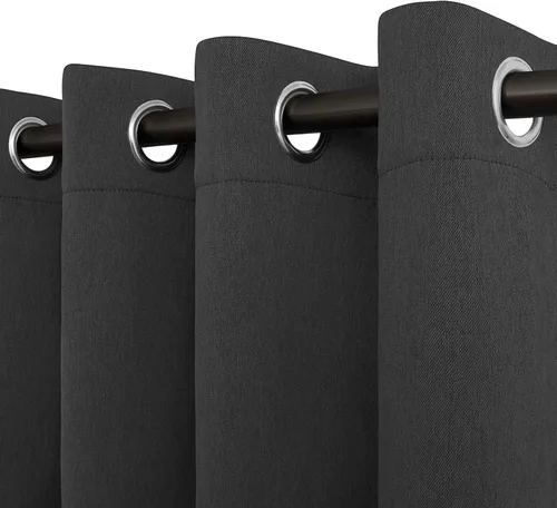 Vista 9 de Easy-Going - Cortinas opacas con aspecto de lino para oscurecer la habitación, con ojales para ventana, cortinas para dormitorio, sala de estar