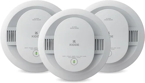 Vista 12 de Kidde Detector de humo, funciona con batería de 10 años, indicadores de luz de advertencia LED No Battery Replacements or Low Battery Chirps, LED