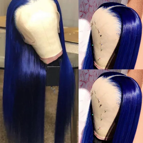 Vista 23 de QD-Tizer Pelucas de cabello sintético con encaje frontal de 13 x 6 pulgadas, sin pegamento, color rojo vino, color burdeos, pelucas de cabello largo
