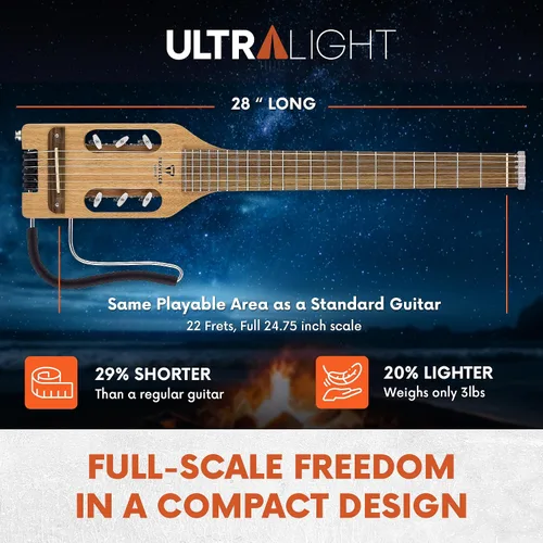 Vista 9 de Traveler Guitar Guitarra clásica ultraligera de 6 cuerdas, derecha, caoba (ULN MHSBW)