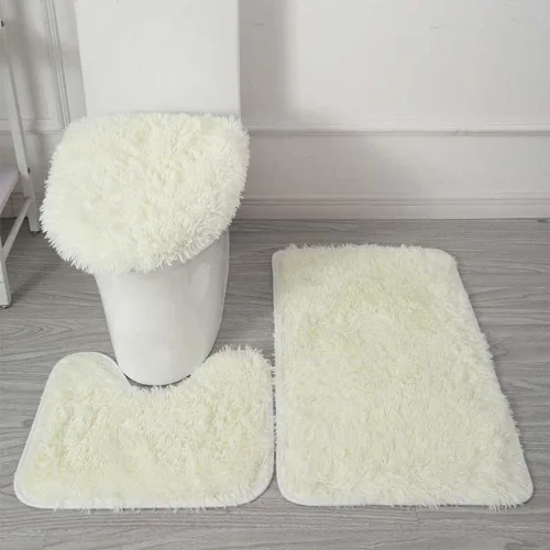 Vista 13 de Juego de 3 tapetes de baño para baño, suaves, antideslizantes, suaves, en forma de U, tapete para inodoro, tapete de baño y tapa de inodoro