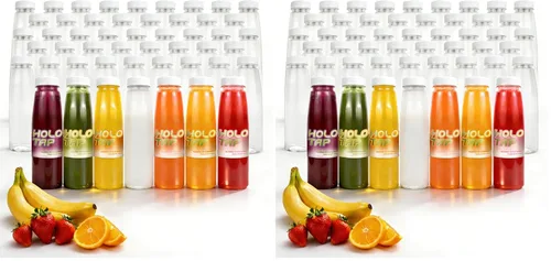 Vista 8 de 48 paquetes de botellas vacías de plástico PET para jugo de 8 oz, botellas transparentes desechables de plástico a granel para líquidos con tapas