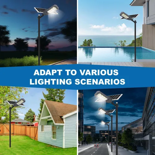 Vista 8 de Farolas solares para exteriores, luces de inundación solares de 4600 W, IP67, impermeables, 6500 K, 504 LED, luz de seguridad comercial con control