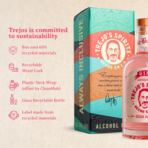 Vista 7 de Trejo's Spirits Alternativa a la Ginebra Rosa Sin Alcohol Sin Alcohol, Sin Gluten y Azúcar, A Base de Plantas, Apta para Keto 20 Calorías por