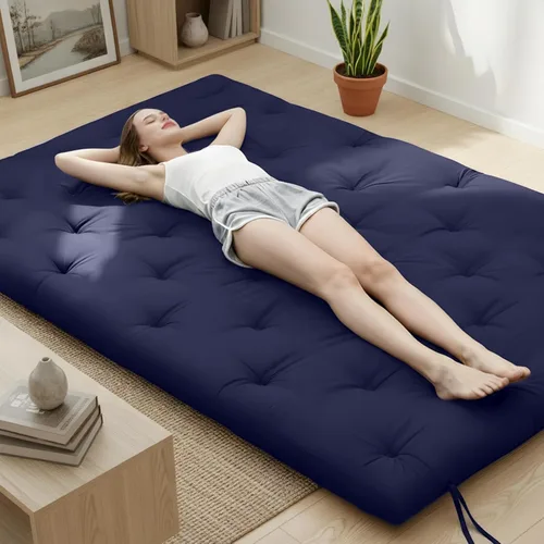 Vista 18 de Syrinx Colchón de Futón de Suelo Japonés Tamaño Individual 75"x39", Cama de Suelo Perezosa Plegable Engrosada para Adultos, Tumbona Enrollable