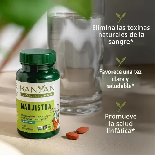 Vista 3 de Banyan botánicos Manjistha Tablets- USDA – rubia cordifolia – limpia la sangre y la Linfa – Ayurveda
