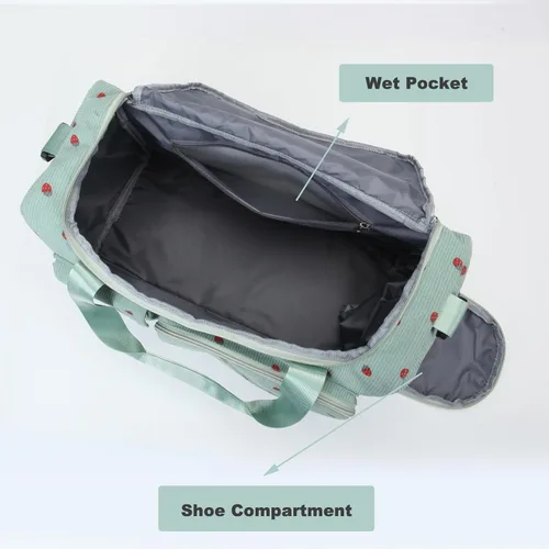 Vista 371 de Pequeña bolsa de gimnasio para mujer, bolsa de viaje con compartimento para zapatos