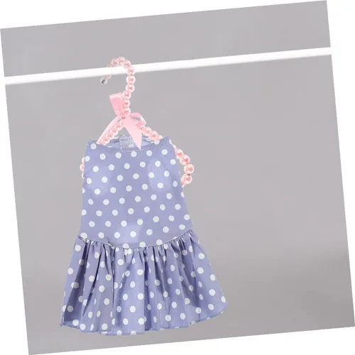 Vista 4 de 5 piezas de perlas rosadas pequeñas perchas de ropa con perlas de imitación con lazo de cinta para mascotas, perros, gatos, ropa de bebé