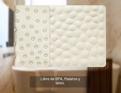 Vista 7 de Alfombra de baño de goma OTHWAY, suave y antideslizante con ventosas potentes, para la tina (beige)