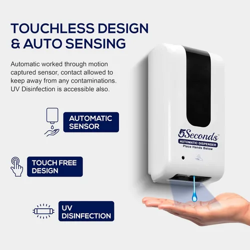 Vista 2 de Dispensador automático de jabón sin contacto de 33.8 fl oz, dispensador de desinfectante de manos para montaje en pared, dispensador de jabón