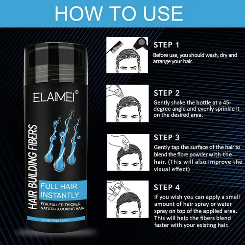 Vista 3 de Polvo de la línea del cabello Fibra del cabello Fibra natural del cabello Aplicar a hombres mujeres Consigue cabello grueso Oculta la pérdida