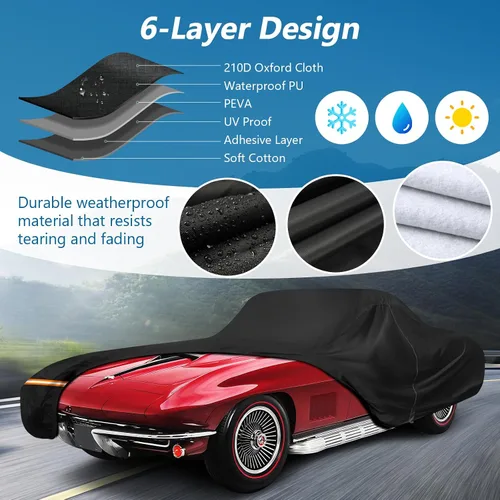 Vista 2 de Fundas impermeables para automóvil Corvette C1 C2 1953-1967, fundas resistentes para automóviles al aire libre, cubierta completa, protección contra