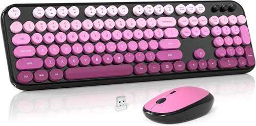 Vista 18 de MOWUX - Combo de teclado y mouse inalámbricos para Windows, teclado inalámbrico externo de tamaño completo 2.4G, mouse compacto, 8 teclas multimedia