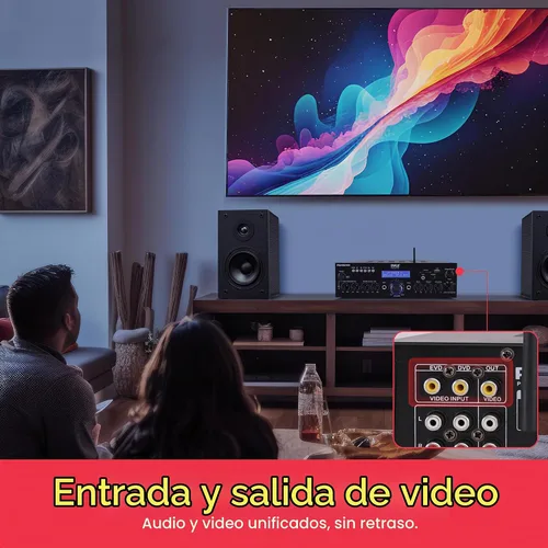 Vista 6 de [Usado] Pyle Combo de micrófono inalámbrico/amplificador Bluetooth, potencia máxima de 200 W, receptor de audio estéreo de doble canal con USB