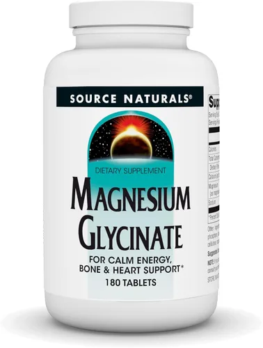 Vista 9 de Source Naturals Glicinato de magnesio, quelado para una alta absorción para energía calma, apoyo óseo y cardíaco*, 200 mg por porción - 60 tabletas