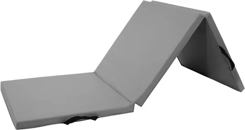 Vista 10 de BalanceFrom - Alfombrilla de gimnasia plegable de 3 paneles de 1,8 m x 0,6 m – Almohadilla de 4 cm de grosor con superficie de vinilo y asas de Negro