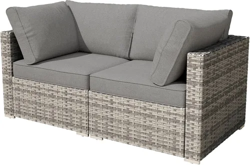 Vista 58 de HOOOWOOO Patio Sectional Furniture Set,2 Piece Couch Set with 2 Matching Armless Chairs(Beige)
